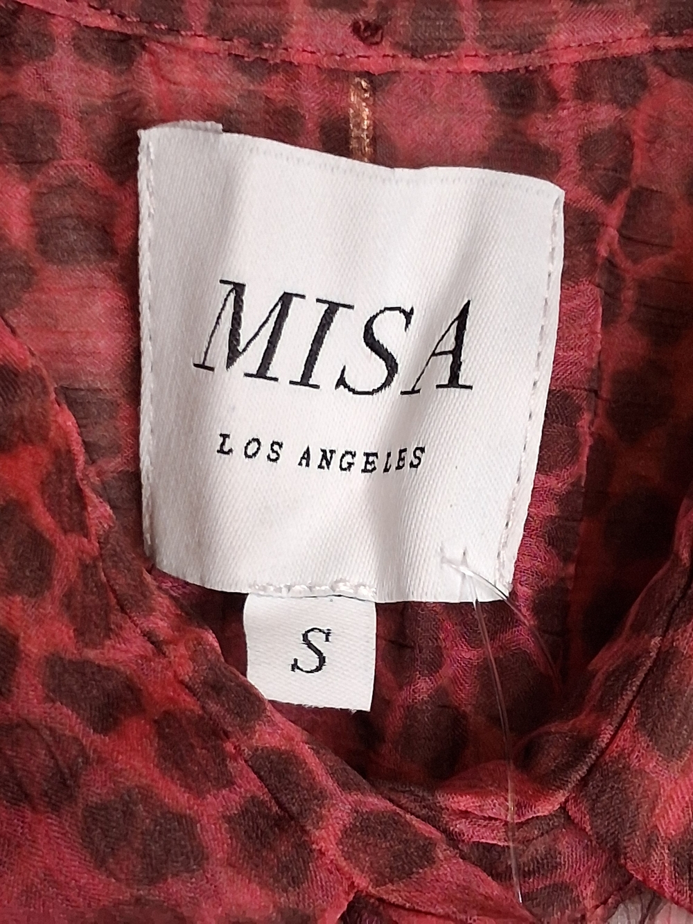 Misa Los Angeles Anika Mini Dress In Cardinal Tile Print S Sheer Chiffon Boho - Picture 7 of 12